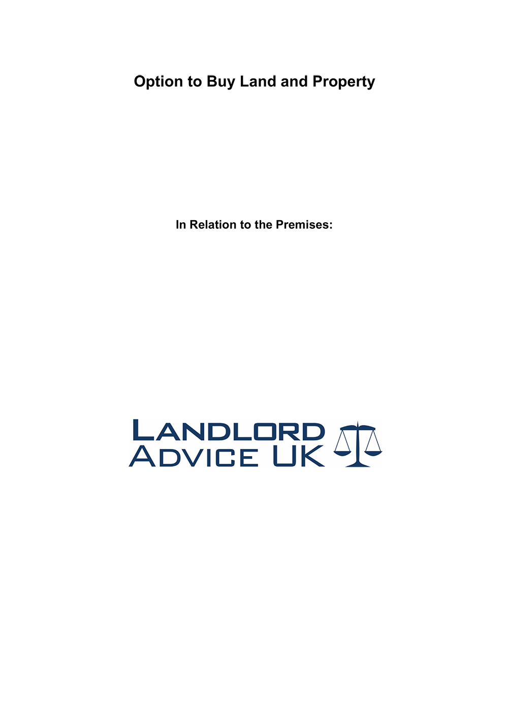 Option to Buy Land or Property – Standard Agreement 1